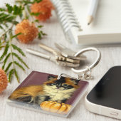 Oude-zakdoek Halloween Kat Sleutelhanger (Voorkant Rechts)
