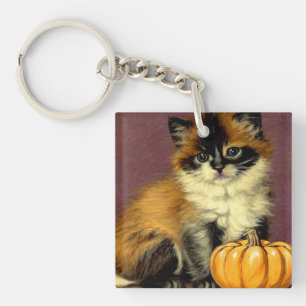Oude-zakdoek Halloween Kat Sleutelhanger