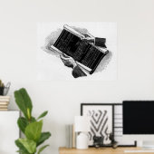 Oude zakelijke afbeelding, handen met architectura poster (Thuiskantoor)