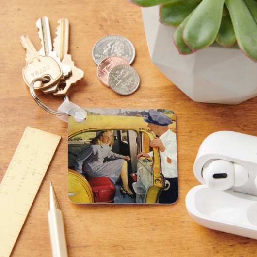 Oude Zakelijke taxi taxichauffeur vrouwelijke pass Sleutelhanger (Bureau)