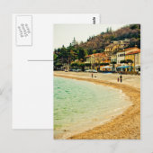 Oude zandige kuststad zeehuizen en bomen briefkaart (Voorkant / Achterkant)