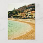 Oude zandige kuststad zeehuizen en bomen briefkaart (Voorkant)