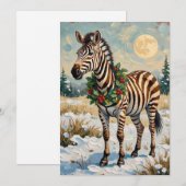 Oude zebra in besneeuwd kerstveld feestdagenkaart (Voorkant / Achterkant)