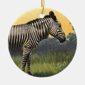Oude zebra in de Afrikaanse savanne, wild dier Keramisch Ornament (Voorkant)