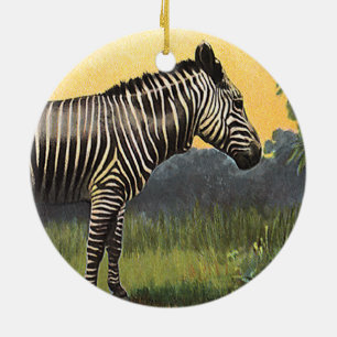 Oude zebra in de Afrikaanse savanne, wild dier Keramisch Ornament