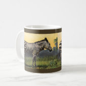 Oude zebra in de Afrikaanse savanne, wild dier Koffiemok (Voorkant links)