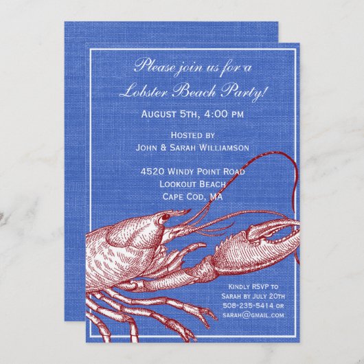 Oude Zee Kreeft Bak Strandfeest Kaart (Voorkant / Achterkant)