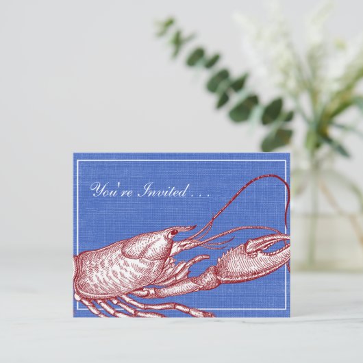 Oude Zee Kreeft Bak Strandfeest Uitnodiging Briefkaart (Staand voorkant)