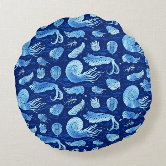 Oude zeeen: Trilobites, Anomalocaris... Rond Kussen (Achterkant)