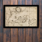 Oude zeekaart van de Stille Oceaan Poster