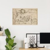 Oude zeekaart van de Stille Oceaan Poster (Thuiskantoor)