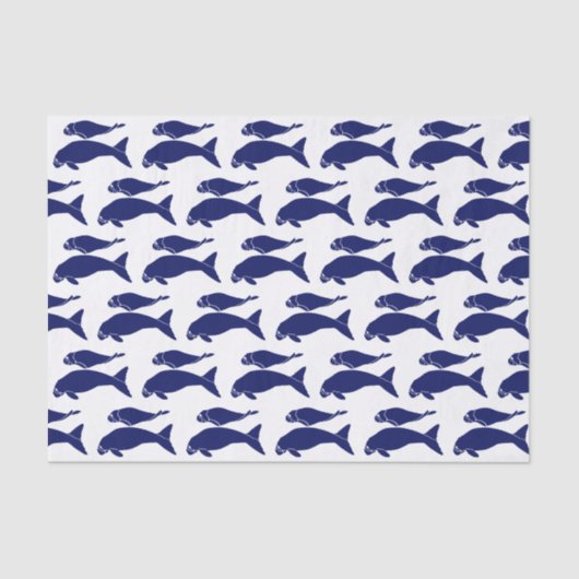 Oude zeekoeien silhouet tekening blauw tissuepapier (Voorkant)