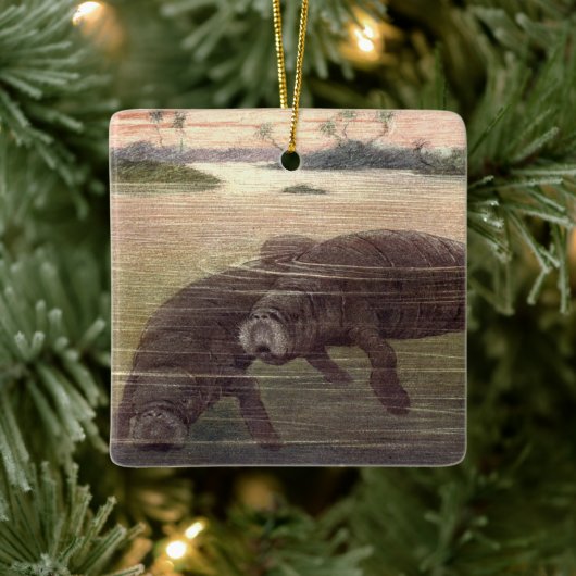 Oude zeekoeien, zeezoogdieren keramisch ornament (Boom)