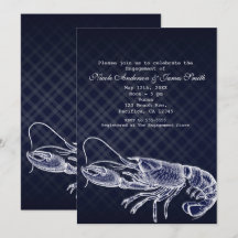 Oude Zeekreeft Marineblauwe Elegante Uitnodigingen