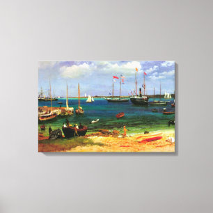 Oude zeelandschap, Nassau Haven van Bierstadt Canvas Afdruk