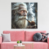 Oude zeeman die een pijp rookt canvas afdruk (Insitu (Woonkamer))