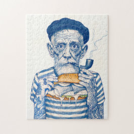 Oude Zeeman Die Sandwich Eet Legpuzzel