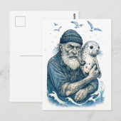 Oude zeeman met zeehond briefkaart (Voorkant / Achterkant)