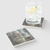 Oude zeeman roken een pijp stenen onderzetter (Zijkant)