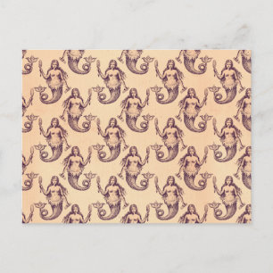 Oude Zeemeermin Patroonprint Briefkaart