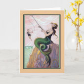 Oude Zeemeermin Romantische Liefdeskaart Kaart (Gele Bloem)