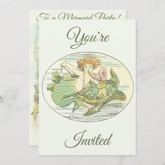 Oude Zeemeerminnen Onder Zee Feest Uitnodiging (Voorkant / Achterkant)