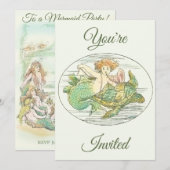 Oude zeemeerminnen onderzee feest uitnodiging (Voorkant / Achterkant)