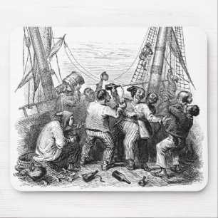 Oude zeerovers en een schipbreuk van een piratensc muismat