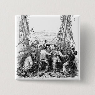 Oude zeerovers en een schipbreuk van een piratensc vierkante button 5,1 cm