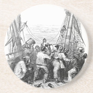 Oude zeerovers en een schipbreuk van een piratensc zandsteen onderzetter