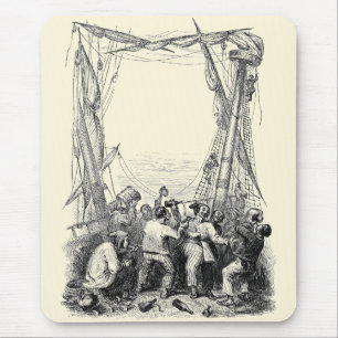 Oude zeerovers en een schipbreukeling piratenschip muismat