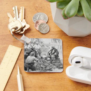 Oude zeerovers tellen hun schatten en buit sleutelhanger