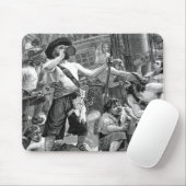 Oude zeerovers vechten en drinken op het schip muismat (Met muis)