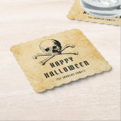 Oude Zeeroverschedel & Botten Halloween Kartonnen Onderzetters (Gebogen)