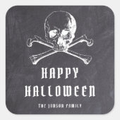 Oude Zeeroverschedel & Botten Zwart Halloween Vierkante Sticker (Voorkant)