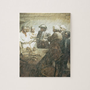 Oude zeerpiraten, die een muiterij voorbereiden do legpuzzel
