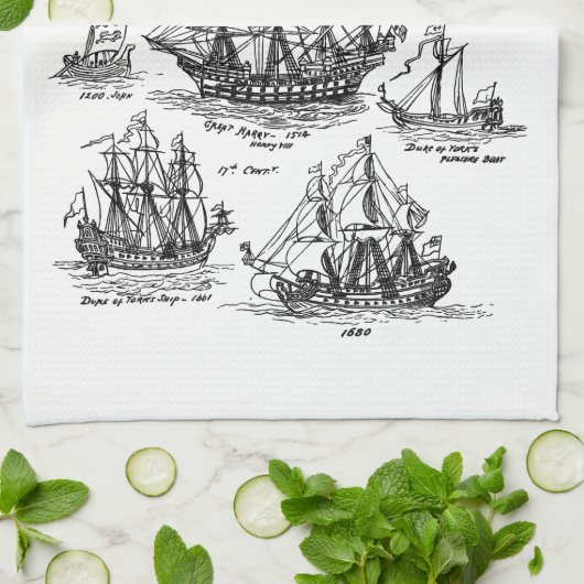 OUDE ZEESCHEPEN THEEDOEK (Gevouwen)