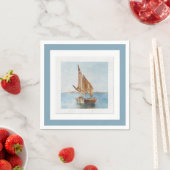 Oude zeilboot aquarel kustwater uitzicht servet (Insitu)