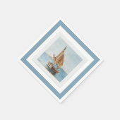 Oude zeilboot aquarel kustwater uitzicht servet (Hoek)