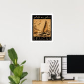 Oude zeilboot bij zonsondergang Inktwastoprint op Poster (Thuiskantoor)