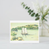 Oude zeilboot in binnenzee, Japan Briefkaart (Staand voorkant)