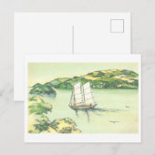 Oude zeilboot in binnenzee, Japan Briefkaart (Voorkant / Achterkant)