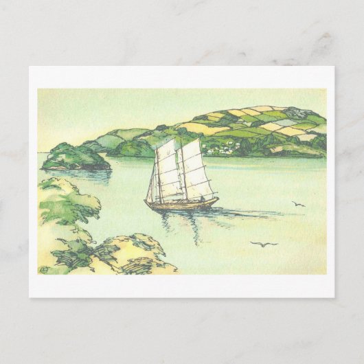 Oude zeilboot in binnenzee, Japan Briefkaart (Voorkant)