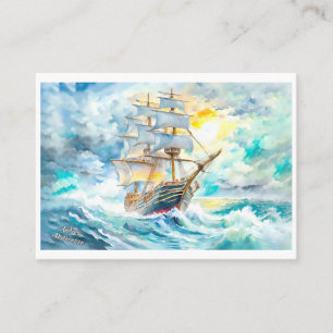Oude zeilboot in de storm visitekaartje