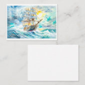 Oude zeilboot in de storm visitekaartje (Voorkant / Achterkant)