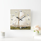 Oude Zeilboot Print Vierkante Klok (Huis)