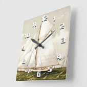 Oude Zeilboot Print Vierkante Klok (Hoek)