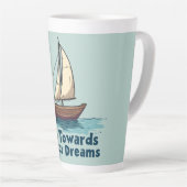 Oude Zeilboot Scheepvaart Inspirerend Citaat Latte Mok (Rechterhoek)