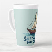 Oude Zeilboot Scheepvaart Inspirerend Citaat Latte Mok (Linkerhoek)