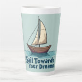 Oude Zeilboot Scheepvaart Inspirerend Citaat Latte Mok (Voorkant)